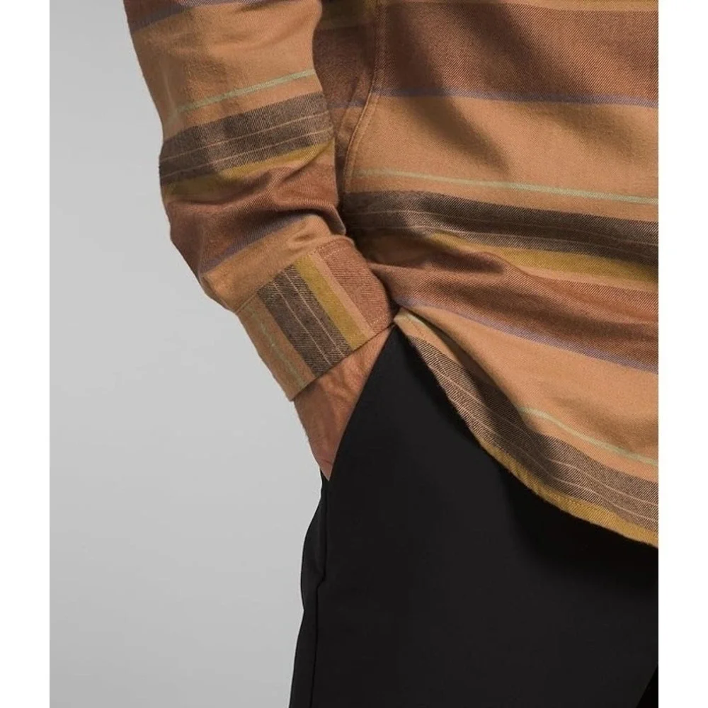 The North Face Arroyo Flannel Shirt Almond‎ Butter Stripe Mens NF0A5373 XXL NEW